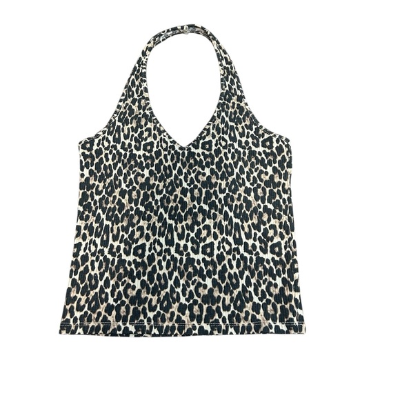 Forever 21 Leopard Print Halter Crop Top Womens Medium - Picture 1 of 6